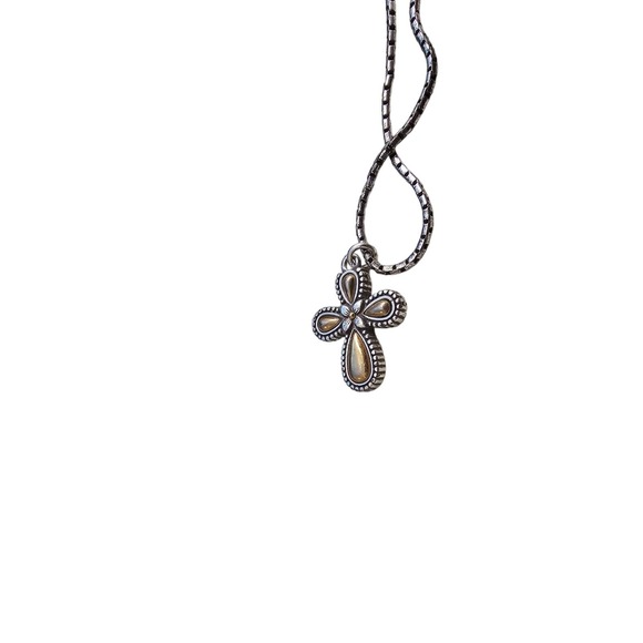 Brighton Necklace Silver tone cross on adjustable chain - Picture 3 of 3
